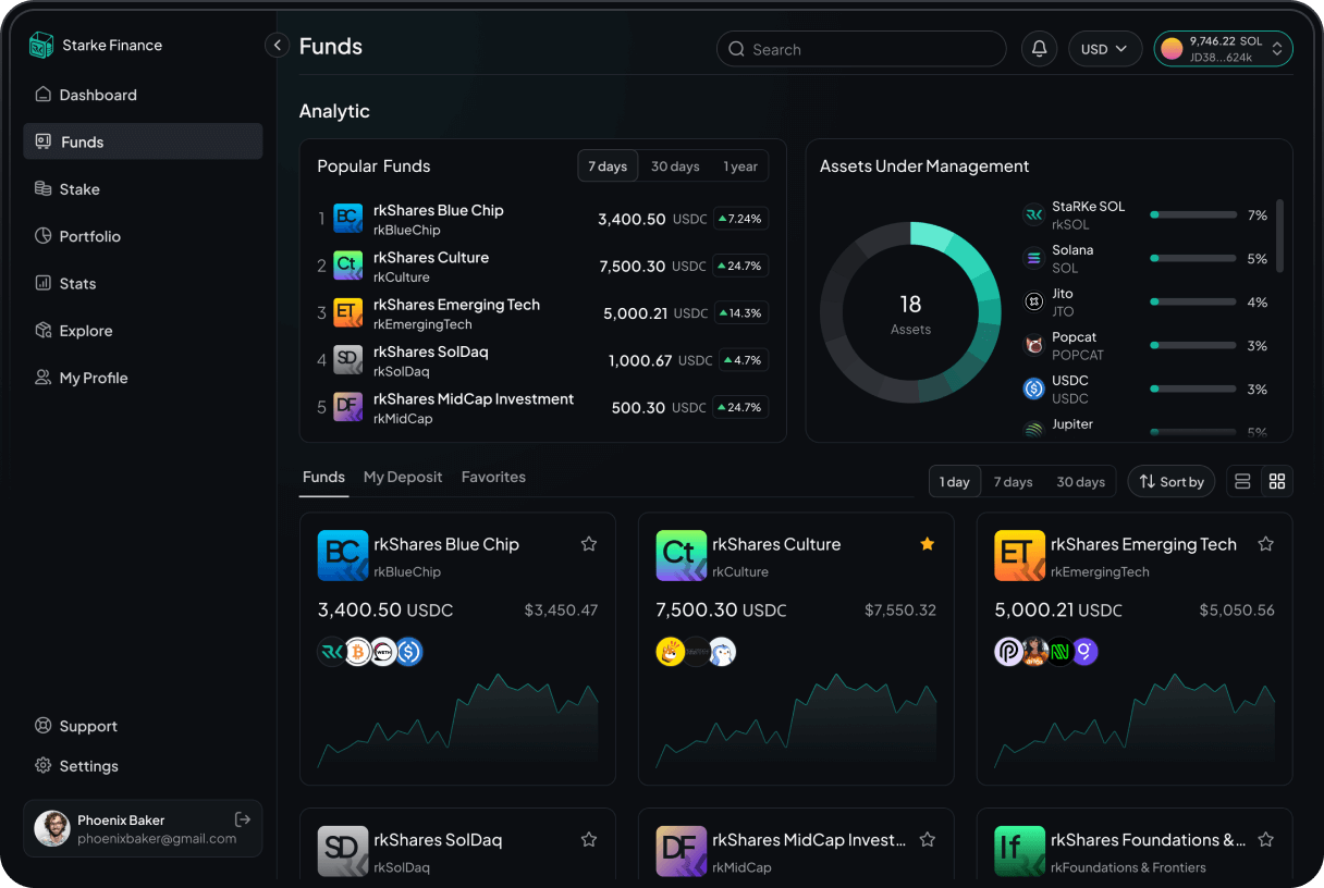 Starke application screen