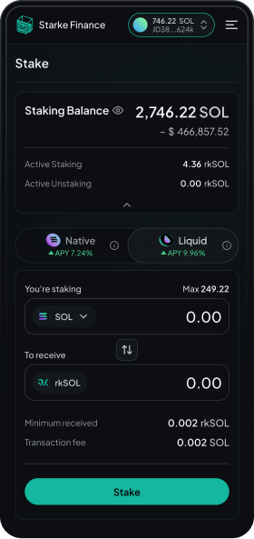 Starke application screen