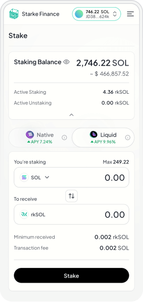 Starke application screen