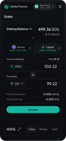 Starke application screen
